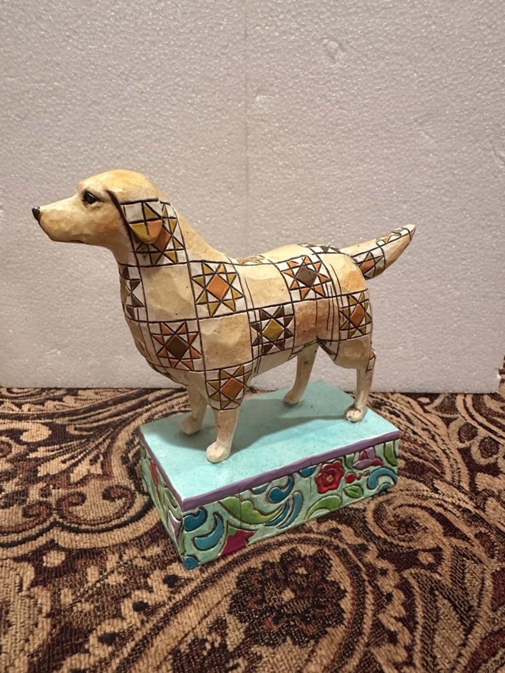 Jimshore Heartwood Creek Decorative Multicolor Patchwork Dog Figurine “ingot”